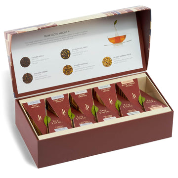 Tea Forte Frank Lloyd Wright, Petite Presentation Box Tea Sampler Gift Set With 10 Handcrafted Pyramid Tea Infusers