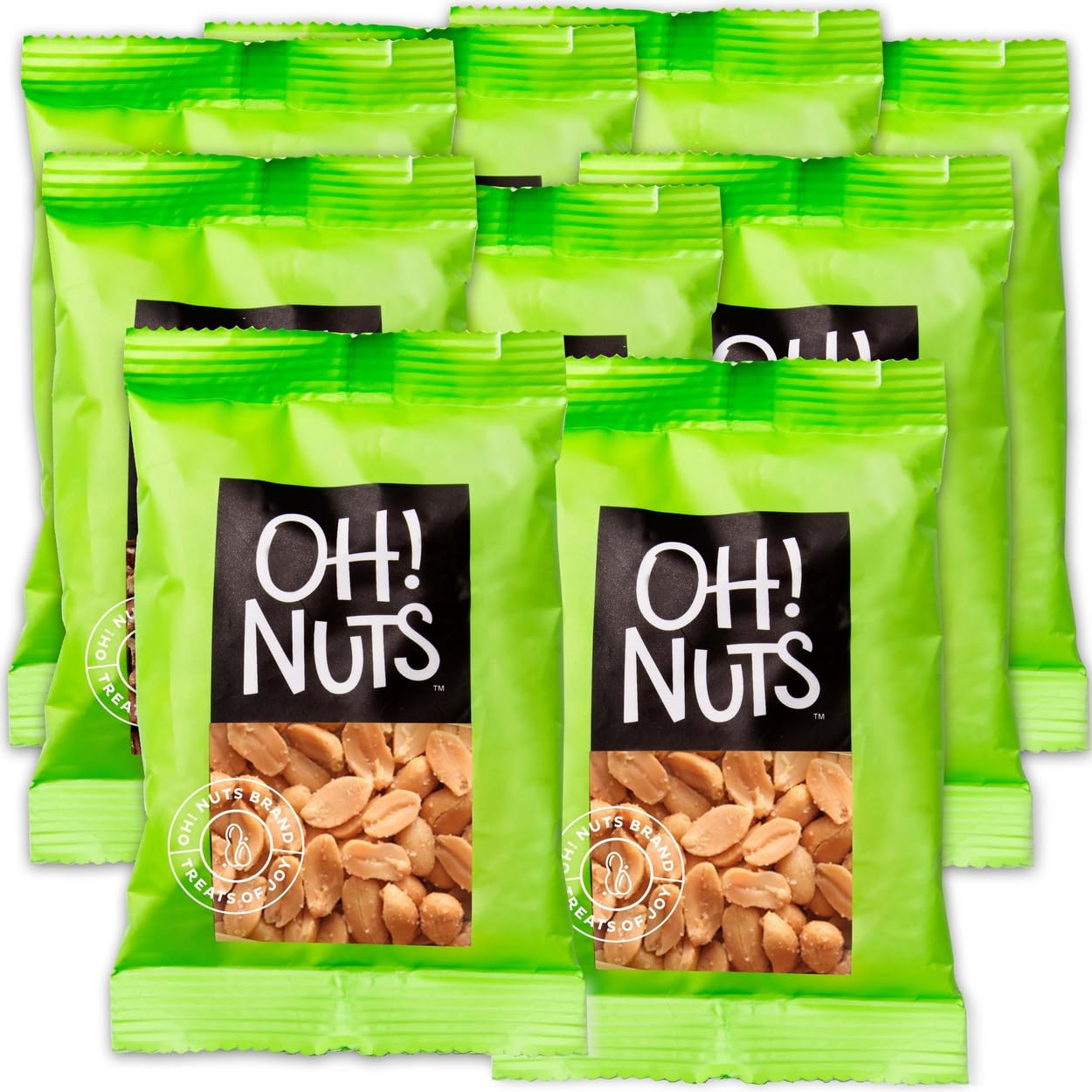 Oh! Nuts Peanut Roasted Salted Individual Nut Snacks for On-the-Go - 12 Convenient Nut Snacks for School - Bulk Nuts Variety - I