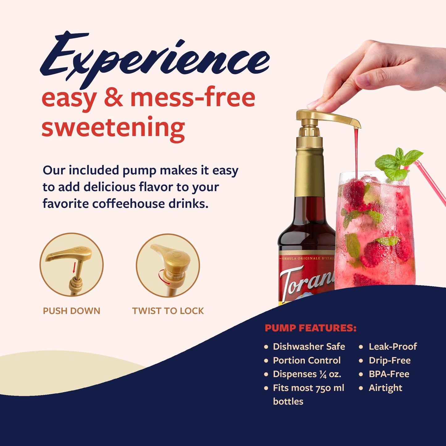 Torani Cherry Syrup For Drinks, Flavoring For Iced Tea, Lemonade, And Sodas, Pump Included, 25.4 Oz