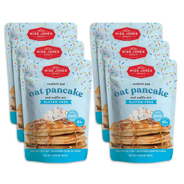 Miss Jones Baking Confetti Pop Oat Pancake and Waffle Mix - Made with Oat Flour, Gluten Free, 10g of Protein, 100% Whole Grains,