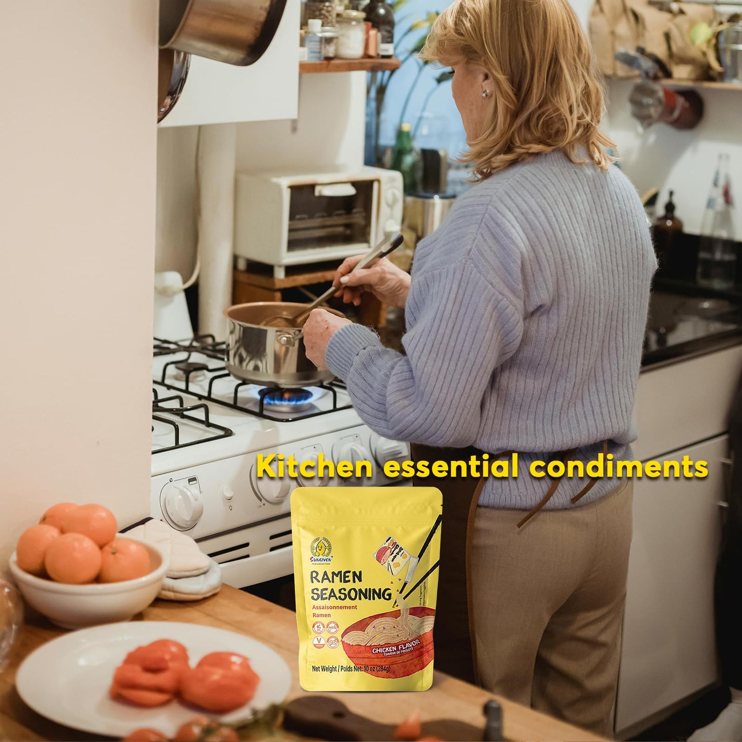 Sungiven Chicken Instant Ramen Seasoning Powder, Vegan, Mild Premium Instant Noodle Soup Powder, Ramen Toppings, 10 Oz