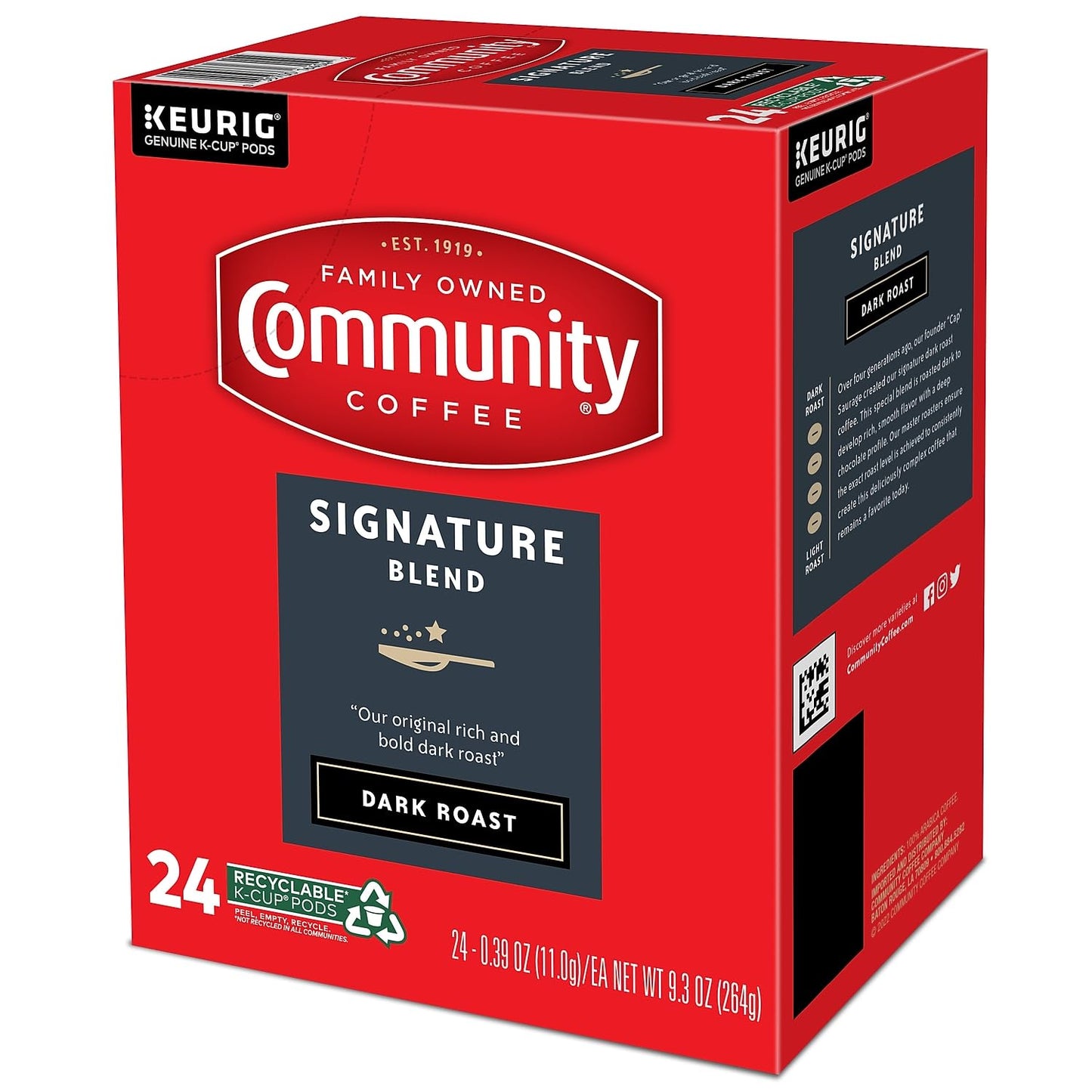 Community Coffee Signature Blend Dark Roast Coffee Pods, Compatible with Keurig 2.0, 24 Count, Paper, Model 5000374328