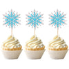 24 PCS Snowflake Cupcake Toppers Assemble Glitter Double Layers Winter Snowflake Cupcake Picks for Winter Wonderland Baby Shower