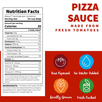 Dei Fratelli Pizza Sauce From Vine-Ripened Tomatoes (15 Oz. Cans, 6 Pack) - No Water, No Paste, Non-Gmo, Gluten-Free