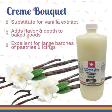 Magic Line Creme Bouquet Flavoring Oil For Baking - Replaces Vanilla Flavor Extracts (32 Ounces)