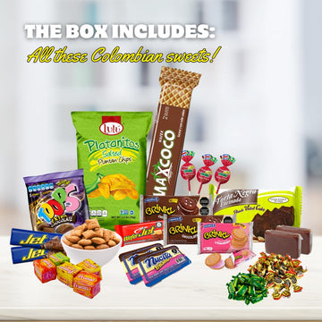 Colombian Assortment Candy Food Sweet Snacks Gift Crate Box Assorted Cookies, Chips & Candies Mix Variety Pack, Popular Sweets,