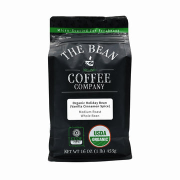 The Bean Organic Coffee Company Holiday Bean (Vanilla Cinnamon Spice), Medium Roast, Whole Bean Coffee, 16-Ounce Bag
