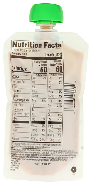 365 By Whole Foods Market, Organic Pear Carrot Broccoli Baby Food, 4 Ounce