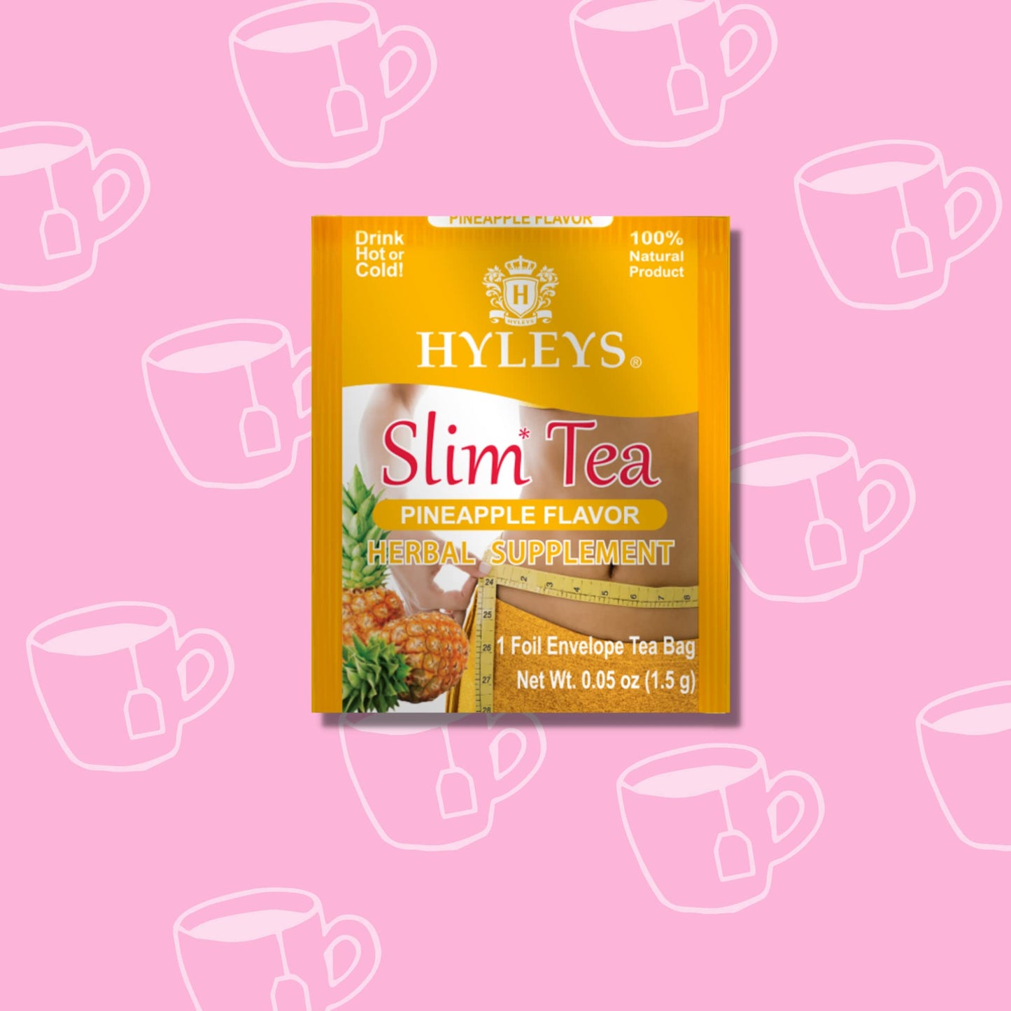 HYLEYS Tea Slim Tea Pineapple Flavor - Herbal dietary product, 25 Tea Bags (12 Pack)