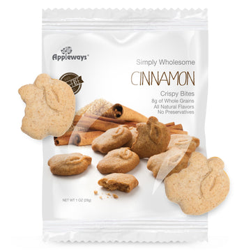 Whole Grain Cinnamon Crispy Bites, All-Natural Individually Wrapped Cinnamon Best Snacks for Classroom, Made in USA, 108 Count,