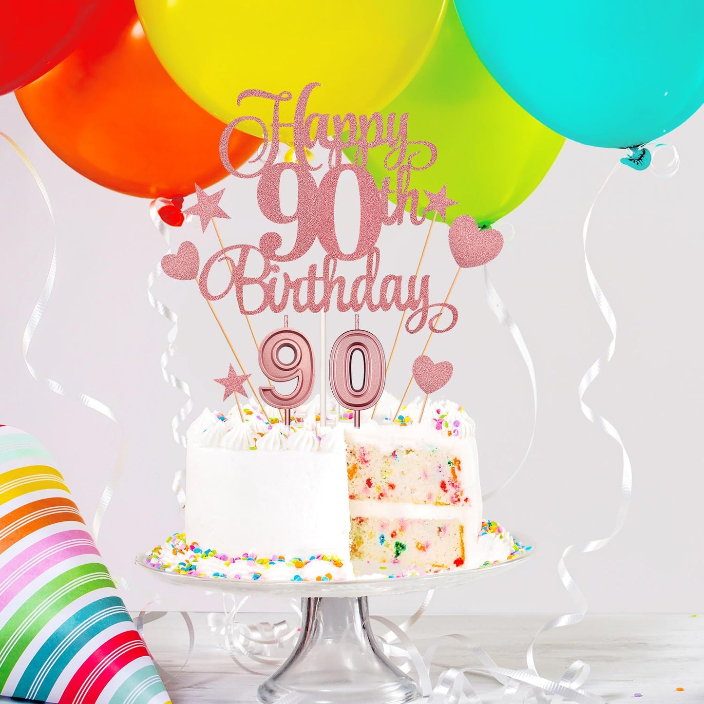 90Th Birthday Cake Decorations Set Include 90Th Birthday Candles Numeral 90 Cake Candles And Happy 90Th Birthday Cake Toppers Wi