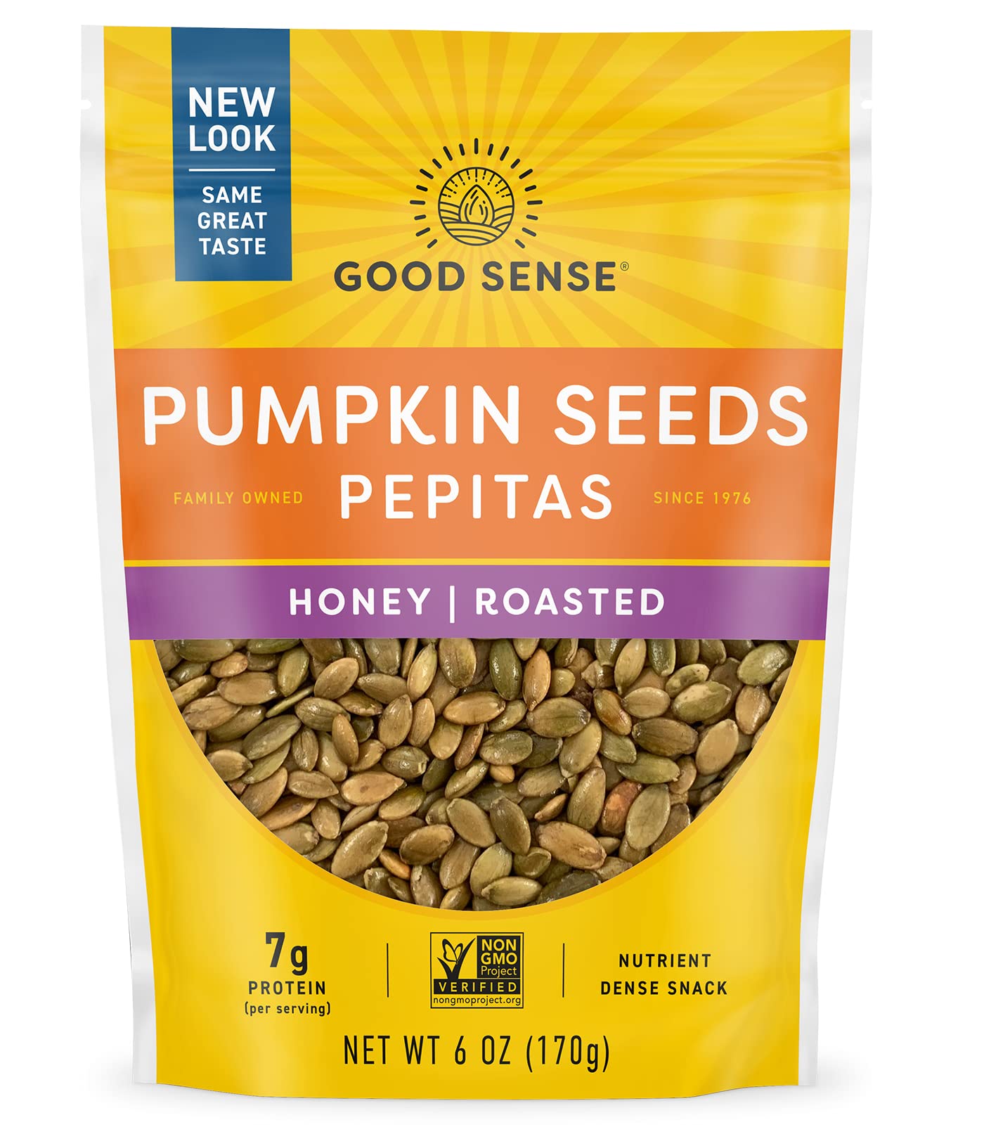 Good Sense Good Sense Shelled Pumpkin Seeds (Pepitas), Honey Roasted - 6 Ounce Bags (Pack Of 12)