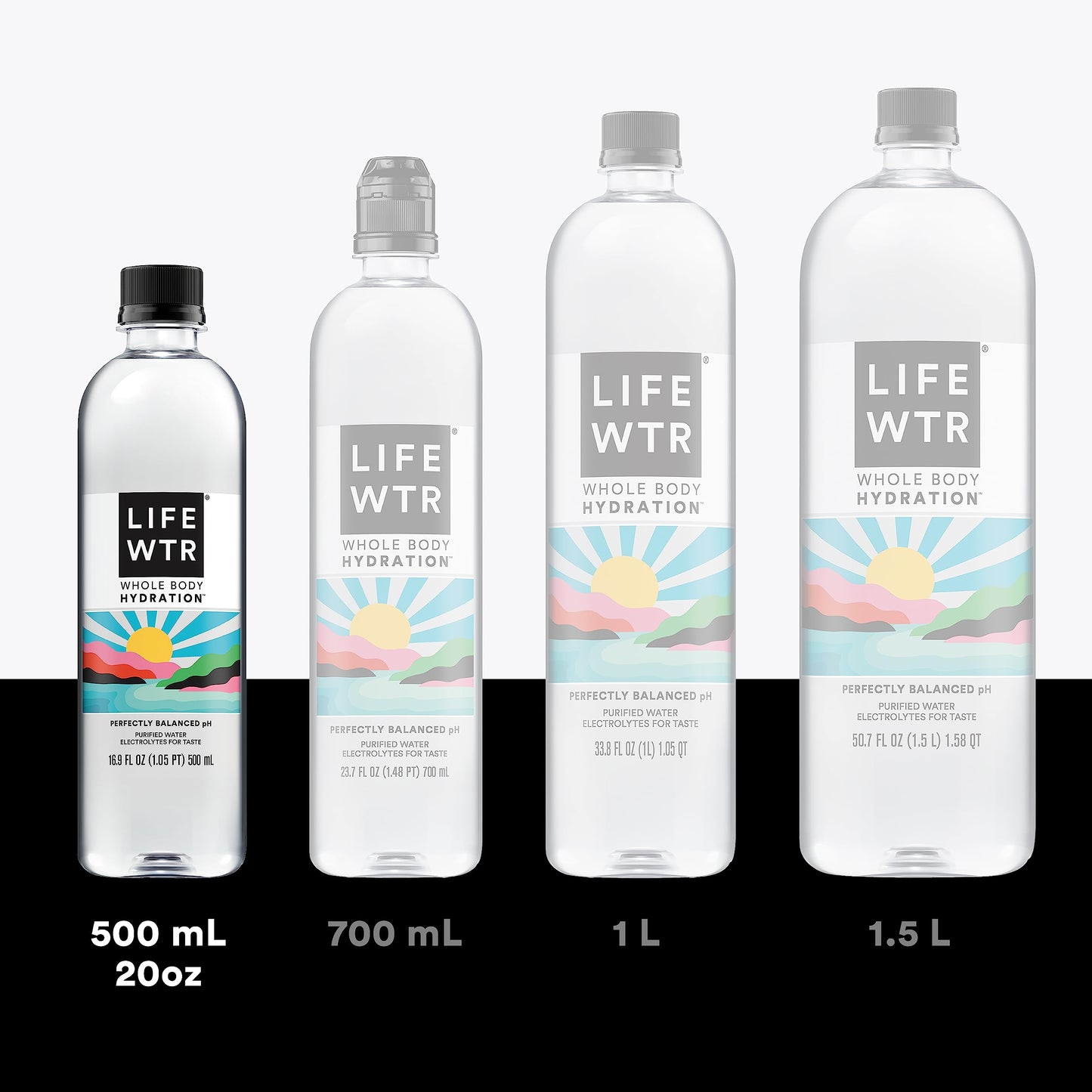 Lifewtr Premium Purified Water Ph Balanced With Electrolytes, 100% Recycled Plastic Bottles, 16.9 Fl Oz Bottles, 500Ml (Pack Of 12)