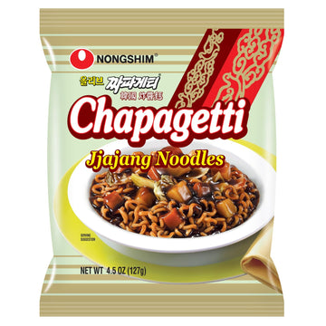 Nongshim Chapagetti 1 pack, Savory Jajang Noodles, Dried Vegetable Flakes, Ramyun Noodles with Sauce Mix