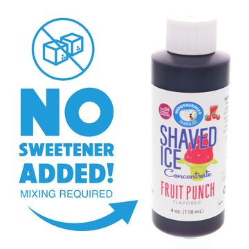 Hypothermias Shaved Ice And Snow Cone Syrup Unsweetened Flavor Concentrate - 4 Fl Oz - Makes 1 Gallon Of Ready To Use Syrup - Fr
