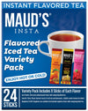 Maud's Instant Tea Variety Pack - 24 ct Lemonade, Peach & Raspberry Flavored Iced Powder Packets - Just Add Water for Hot or Ice
