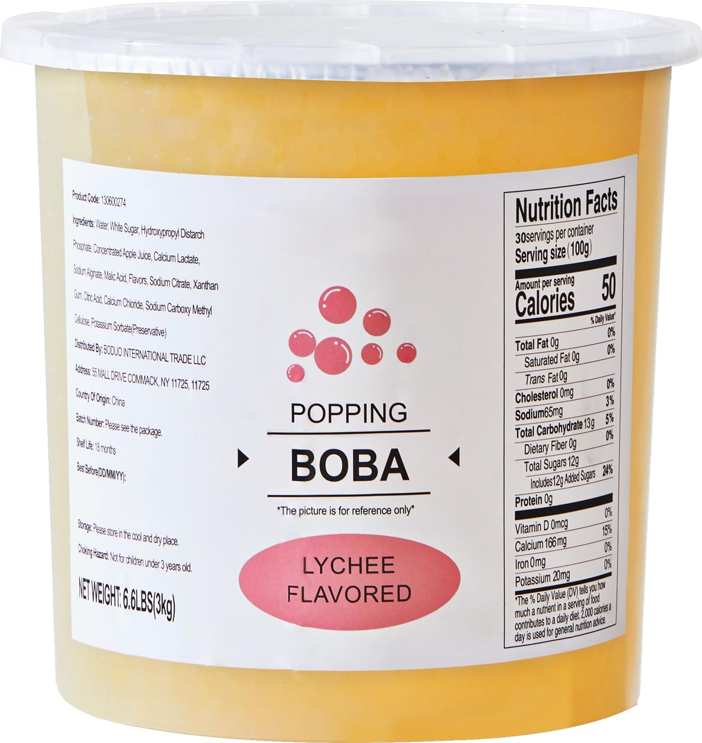 Soeos Lychee Popping Boba Pearls, 6.6 lbs (3000g), Bursting Boba Pearls for Bubble Tea, Beverages, Shakes, Desserts, Smoothie an