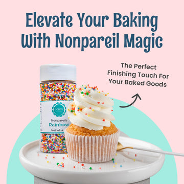 Ocreme Nonpareils Sprinkles - 4Oz Blue Non Pareil Sprinkles - Colorful Sprinkles For Cake Decorating - Kosher Sprinkles For Ice