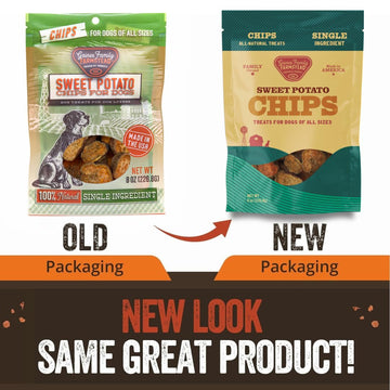 Gaines Family Farmstead Sweet Potato Chips for Dogs - 8 oz Single-Ingredient, All-Natural Dog Treats, Grain-Free & High in Fiber