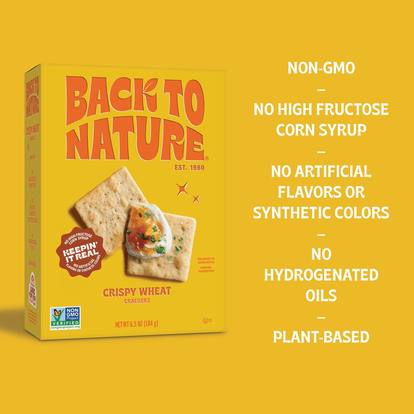 Back to Nature - Crispy Wheat Crackers - Real Ingredients like Wheat Flour & Sea Salt - Non-GMO - 6.5 Ounce