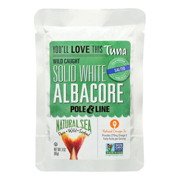 Natural Sea Salted Solid White Albacore Tuna Pouch, 3 Ounce - 12 Per Case.12