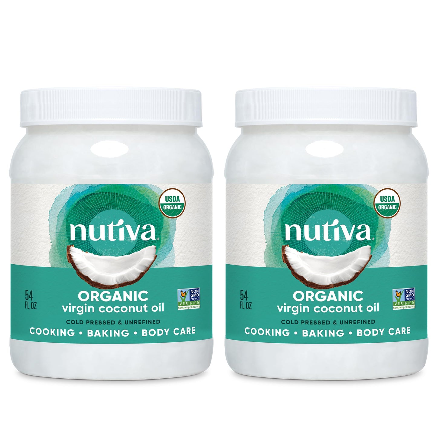 Nutiva Organic Coconut Oil 54 fl oz, Cold-Pressed, Unrefined Cooking Oil, Natural Hair Oil, Skin Oil, Massage Oil, USDA Organic,