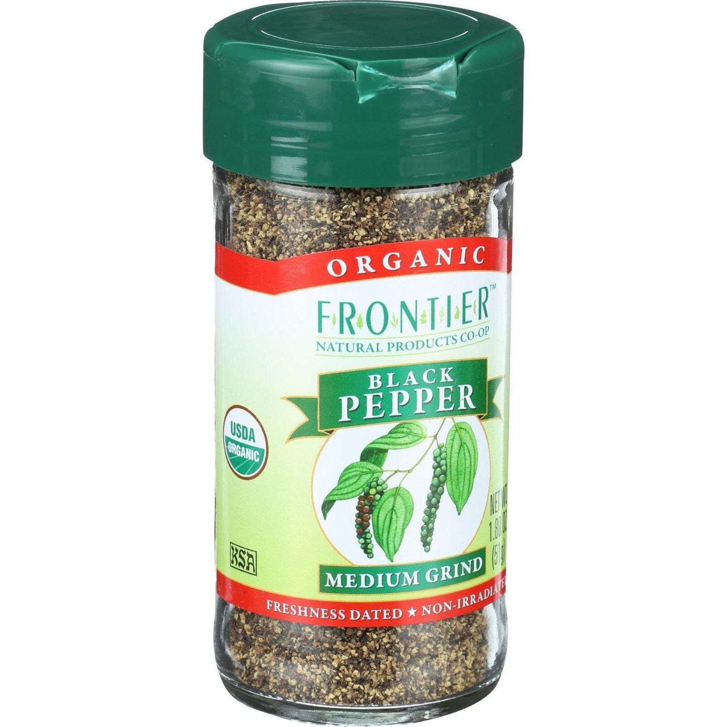 FRONTIER Organic Pepper Black Medium Ground, 1.8 OZ