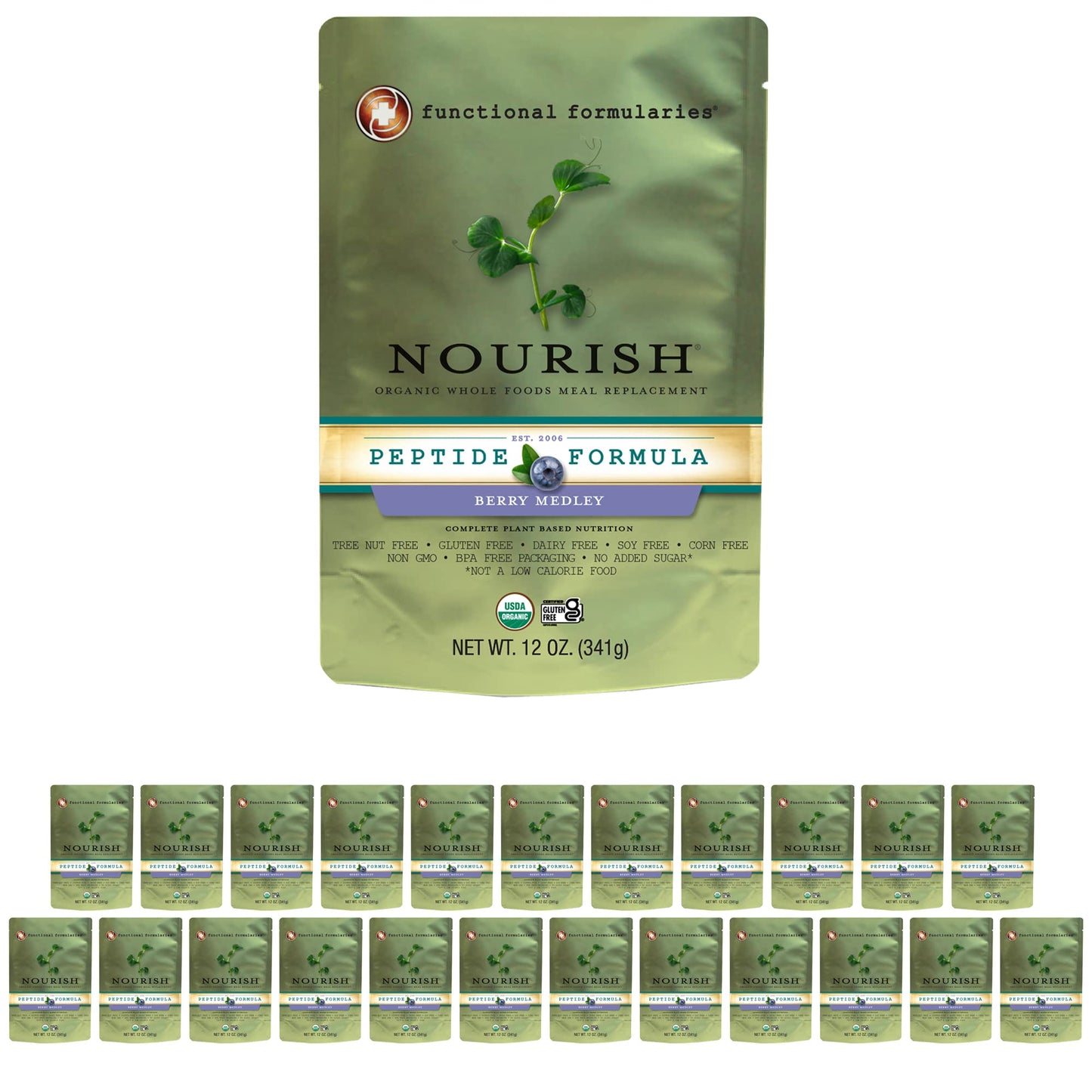 Functional Formularies Nourish Berry Medley Peptide Formula Organic Tube Feeding Formula And Nutritional Meal Replacement Dietary Support 12 Oz Pouch Pack Of 24