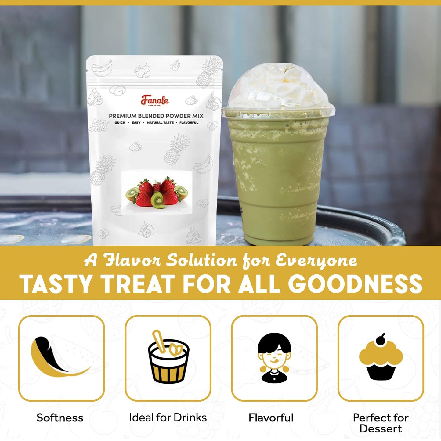 Fanale Premium Avocado Bubble Tea Flavoring Powder | Perfect For Baking, Smoothies, Desserts And Drinks | Instant Flavoring Powd