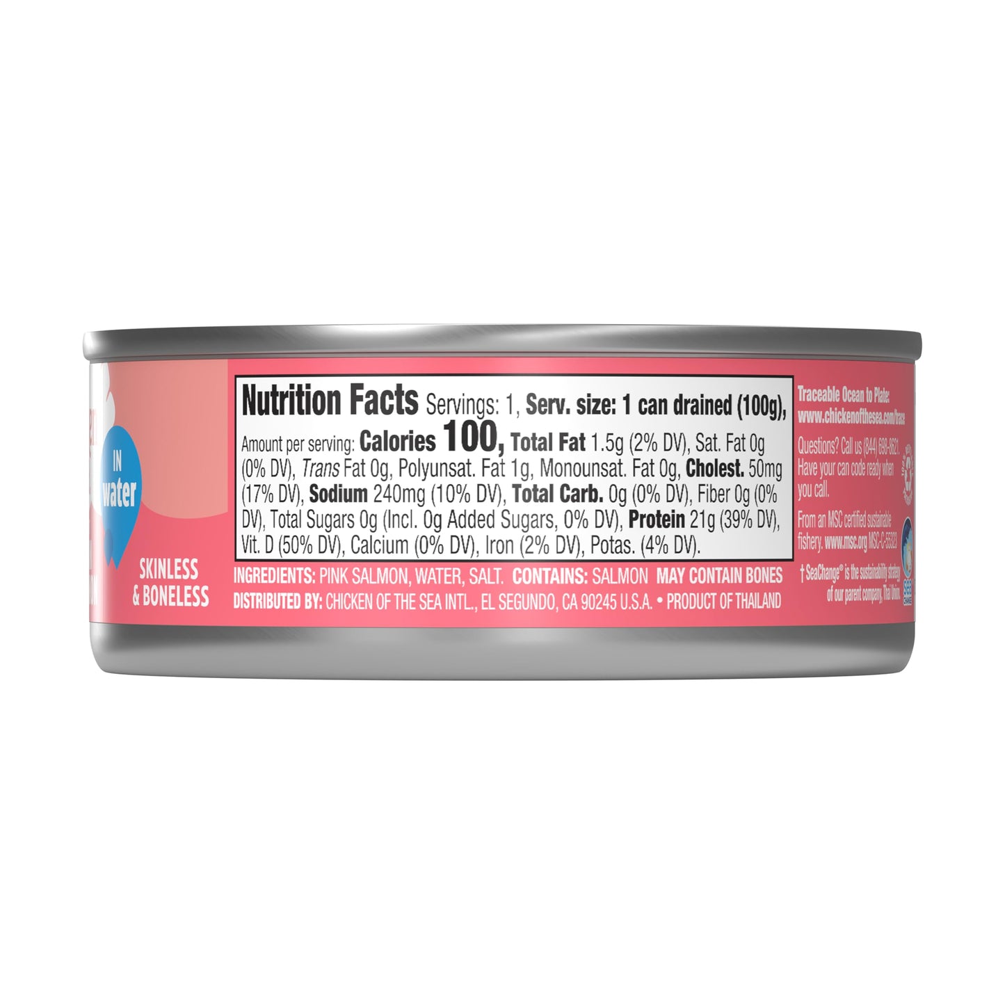 Chicken of the Sea Alaskan Pink Salmon in Water, 5 oz Cans (12 Pack) - Wild Caught, Skinless & Boneless Canned Salmon