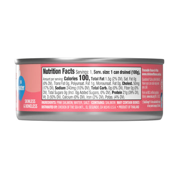 Chicken of the Sea Alaskan Pink Salmon, Skinless & Boneless, Wild Caught, 5 Ounce Can