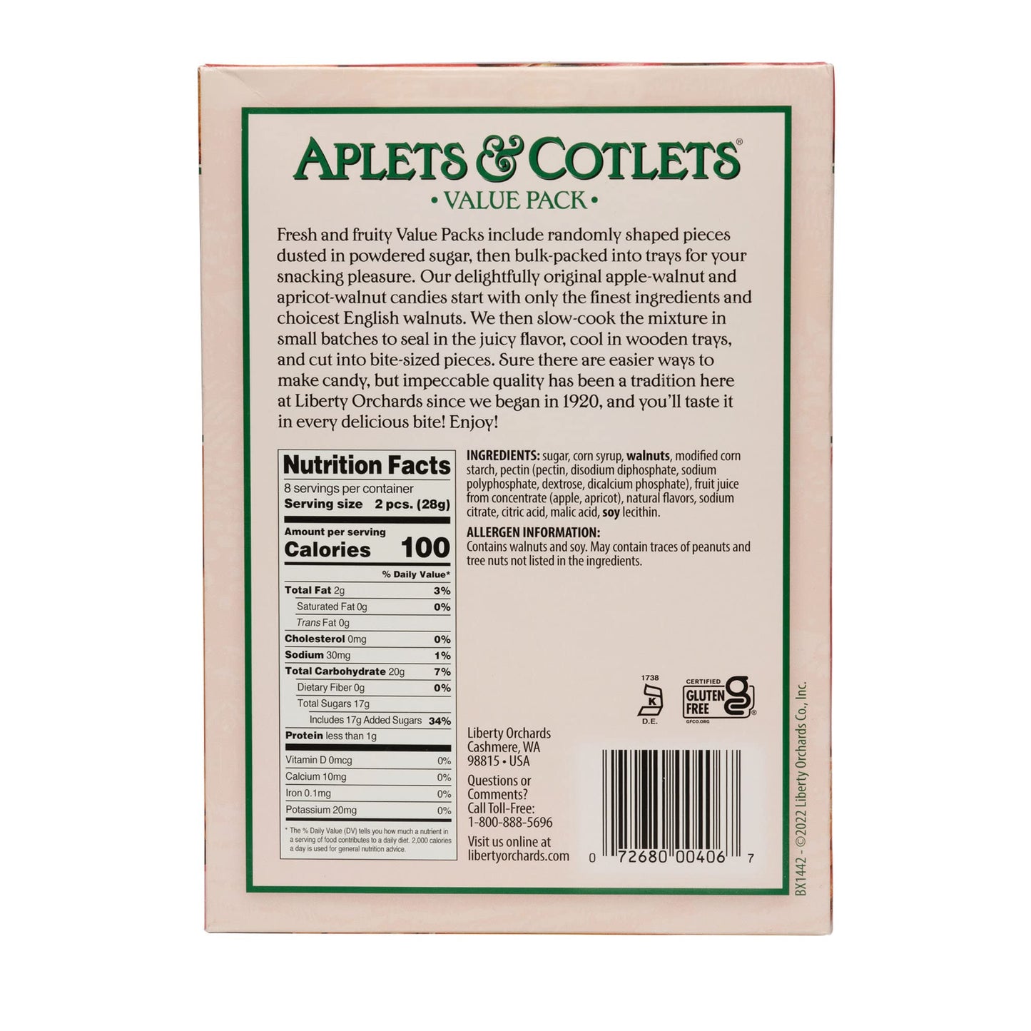 Liberty Orchards, Aplets & Cotlets Value Pack - Vegan, Fruit & Nut Chewy Candy - 8 Oz