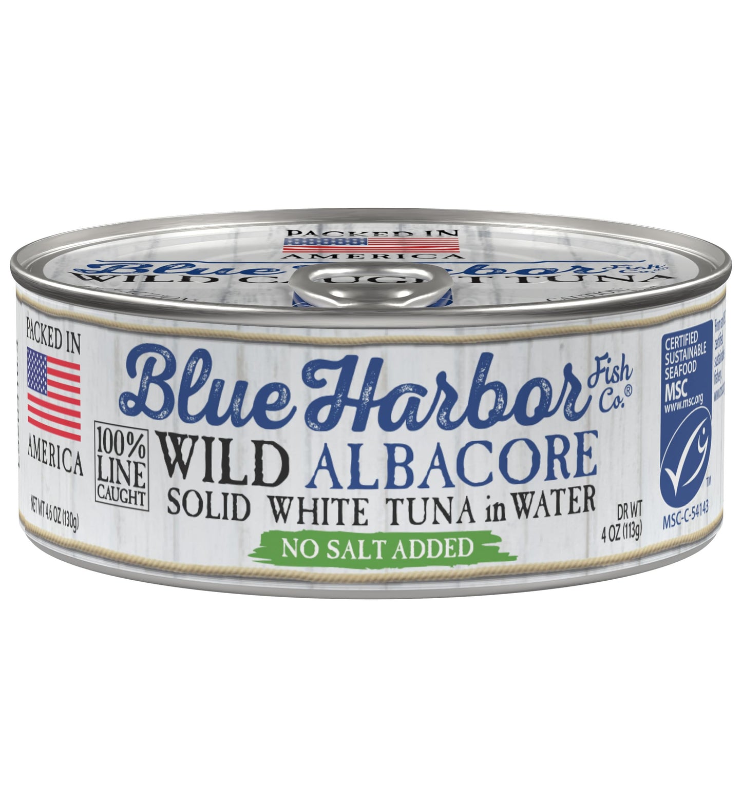 Blue Harbor Fish Co. Wild Albacore Tuna in Water with No Salt Added, 4.6 Ounce
