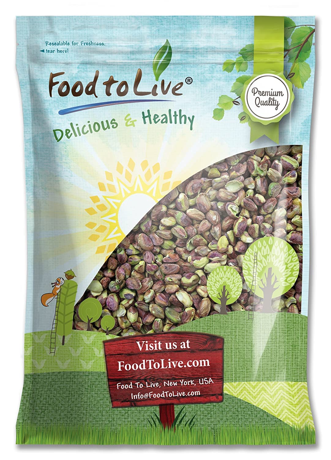Food to Live No Shell Pistachios, 6 Pounds - Unsalted, Kernels, Sirtfood, Bulk. Pistachios Individual Packs. Wonderful Keto and
