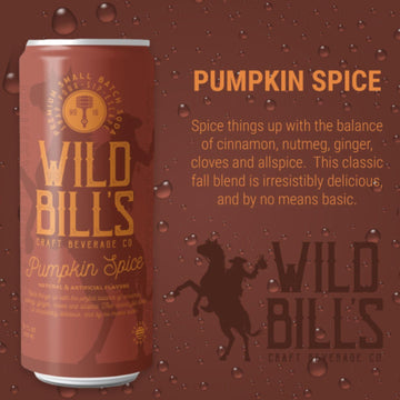 Wild Bills Pumpkin Spice Soda, Caffeine Free, Vegan, Gluten Free, 12 Fl Oz, Pack of 12