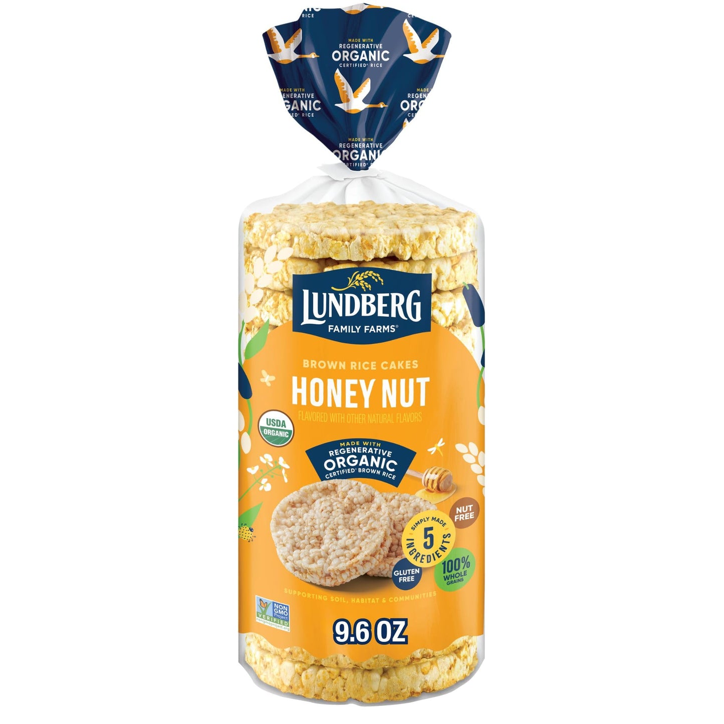 Lundberg Organic Brown Rice Cakes, Honey Nut, 9.6oz(pack of 12), Gluten-Free, Whole Grain, Kosher, USDA Certified Organic, Non-G