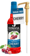 Syruvia Sugar Free Cherry Syrup With Syrup Pump Dispenser - Cherry Syrup Flavor, 25.4 fl oz - Perfect for Cocktails, ice Tea, De