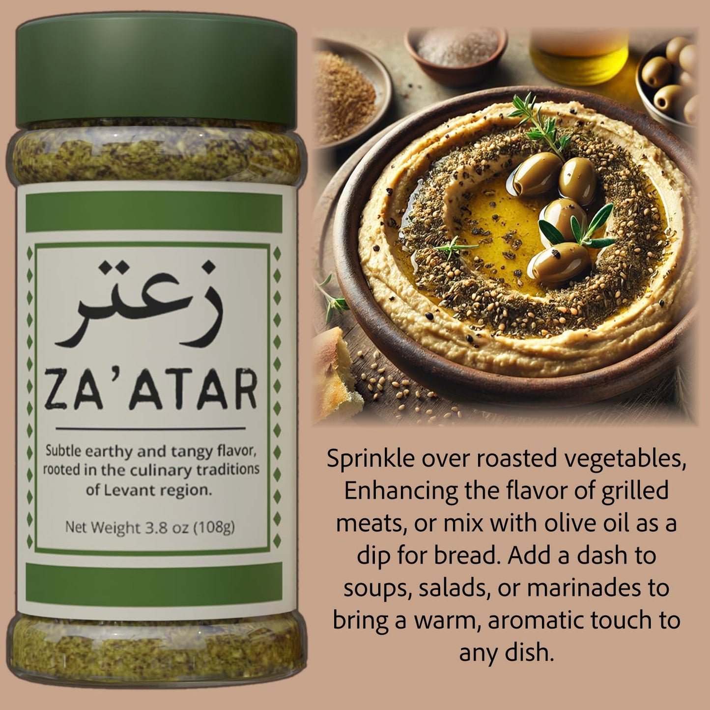Pelto Spices of the Middle East - Zaatar, Baharat, Harissa Set, 1 Ounce (Pack of 3) - Premium Arabic Seasonings Gift Box
