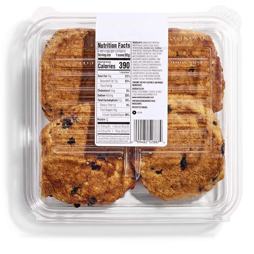 Whole Foods Market Kitchens Vegan Blueberry Scone, 4 Ct, 13 Oz Total