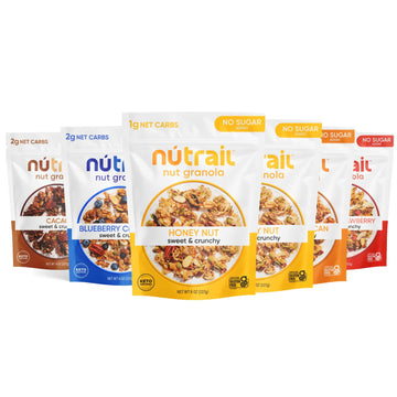 Nutrail Nut Granola, Variety Pack, No Sugar Added, Gluten Free, Grain Free, Keto, Low Carb, Healthy Breakfast Cereal 8 Oz. 6 Cou
