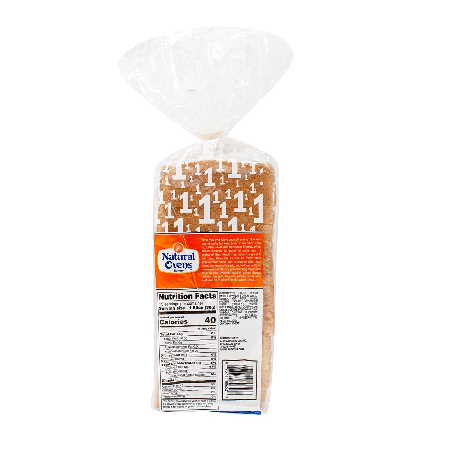 Natural Ovens Bakery Keto-Friendly White Bread 3 Loaves - 1 Net Carb, 40 Calories A Slice