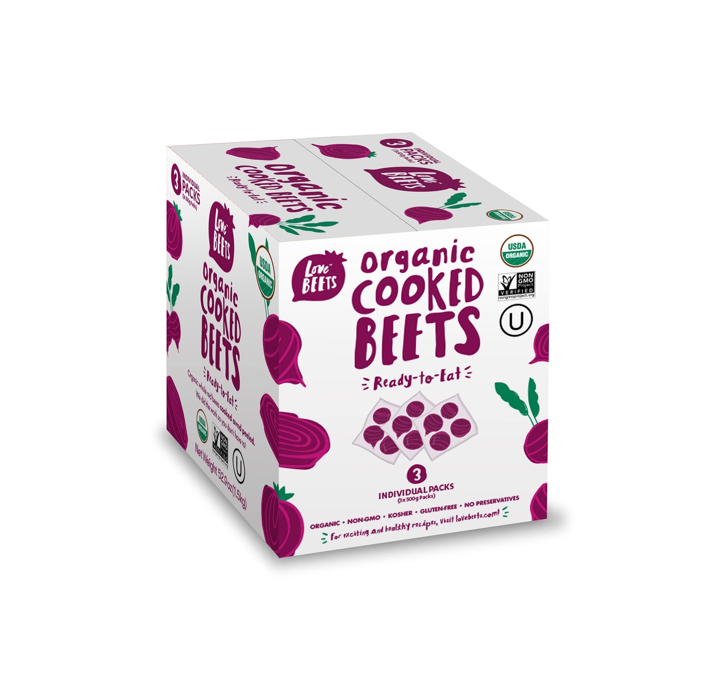 Love Beets Organic Cooked Beets | USA Grown Beets, Rich in Antioxidants, Nitric Oxide Boosting, No Added Sugar, No Preservatives