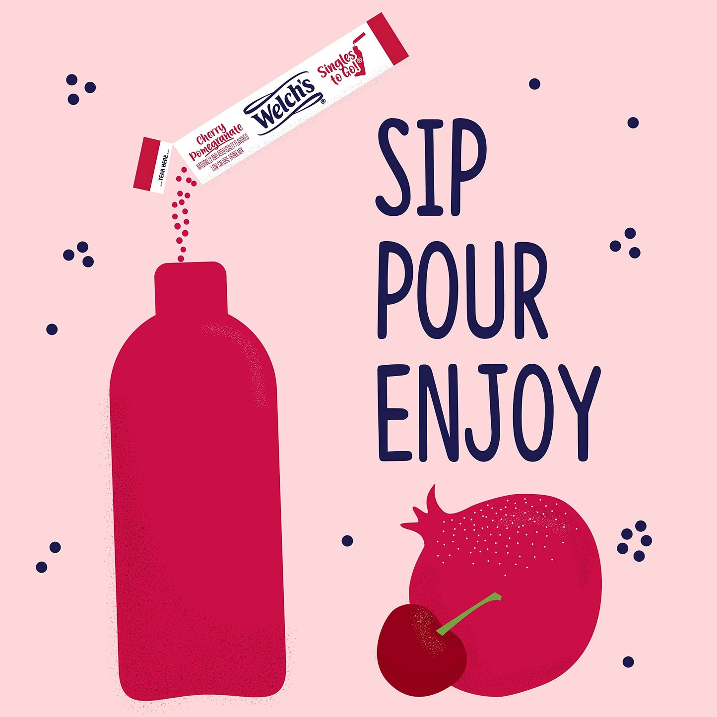 Welch'S Singles To Go Water Drink Mix - Cherry Pomegranate Powder Stick Packets (12 Boxes With 6 Packets Each - 72 Total Serving