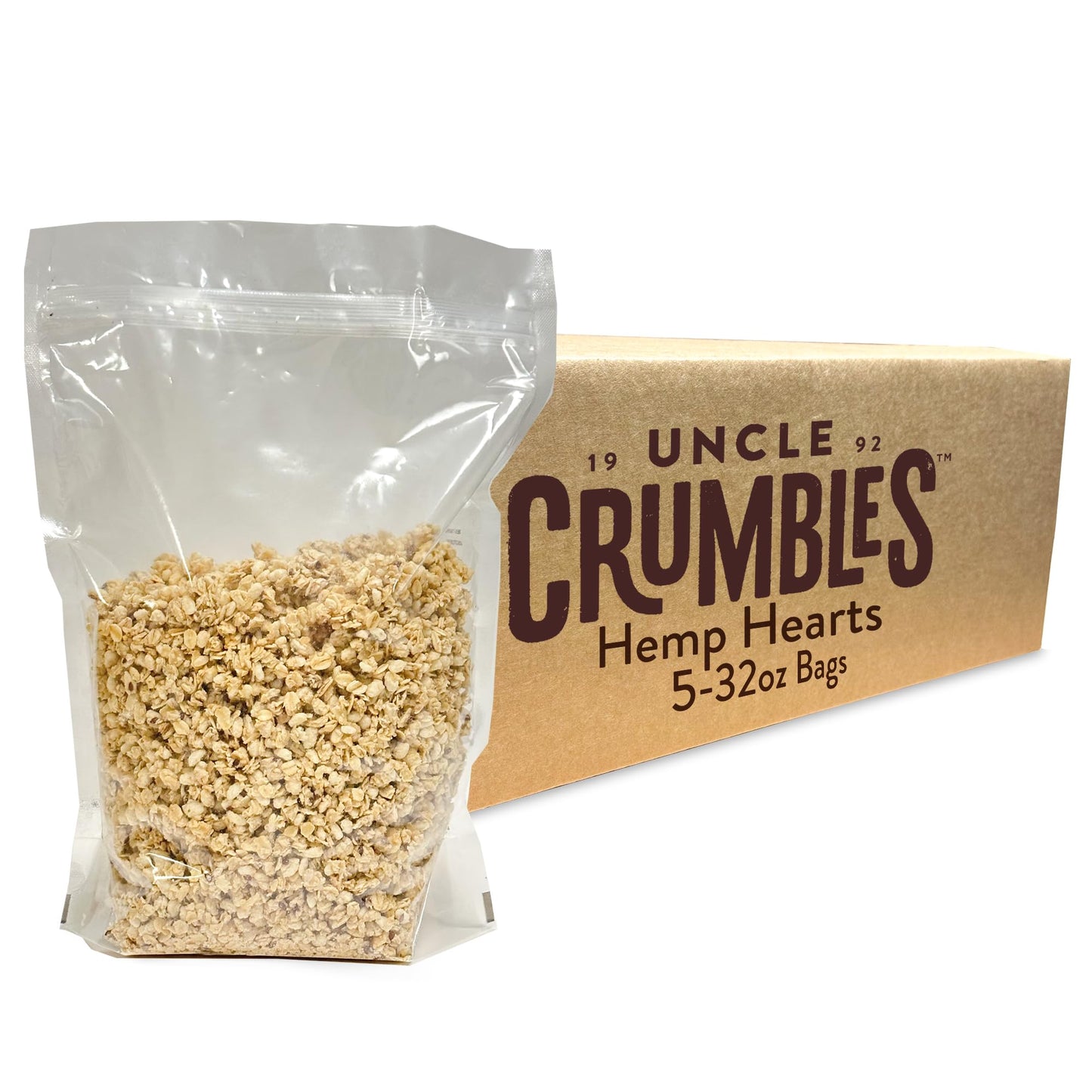 Uncle Crumbles 10lb. Bulk Granola Bulk Bags Hemp Hearts - Gluten Free Kosher Non-GMO - Oat Cereal for Restaurants Food Service and Events - (5) 2lb Bags