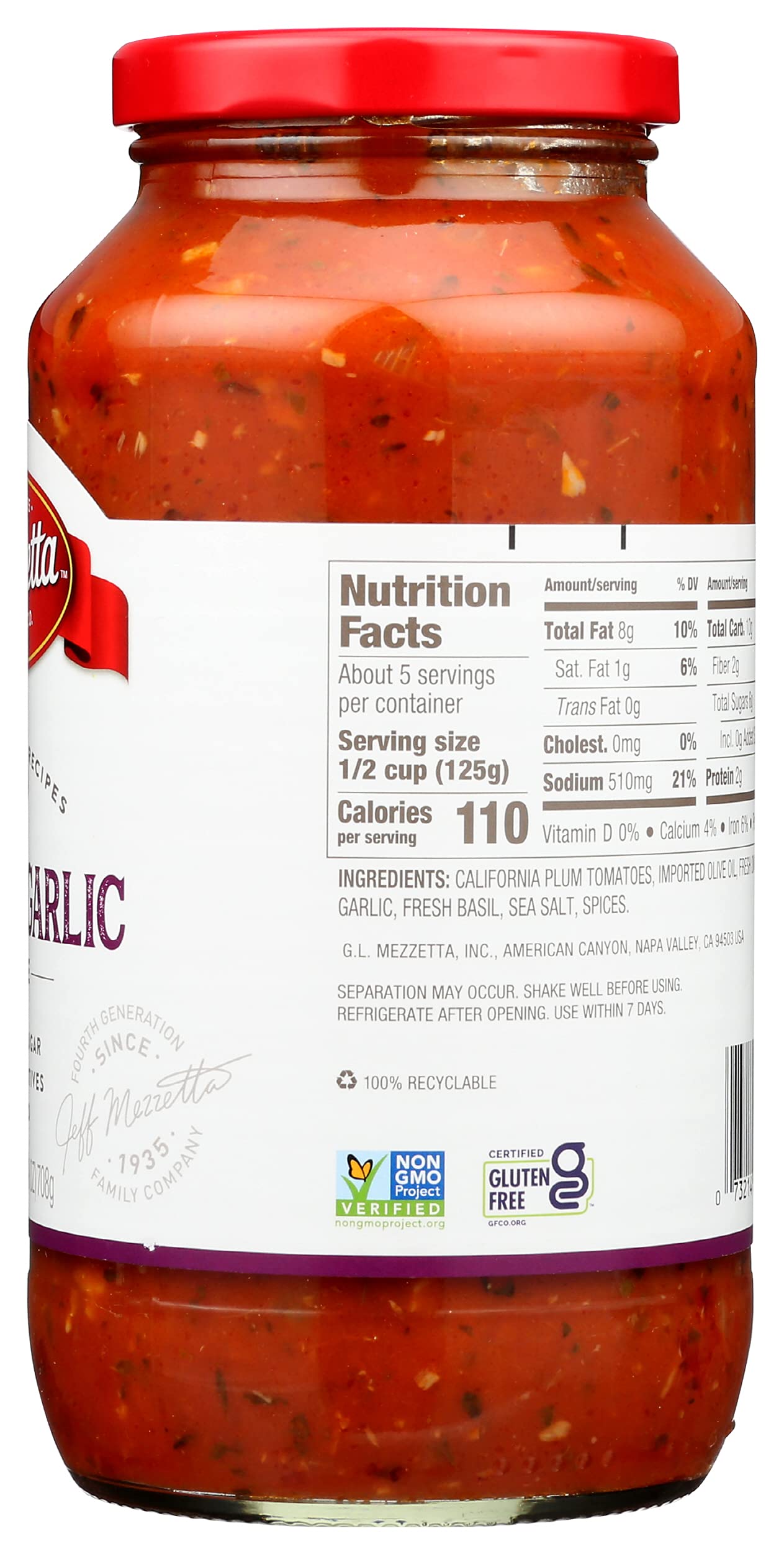 Napa Valley Bistro Pasta Roasted Garlic Sauce, 25 Ounce