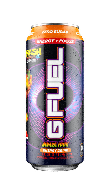 G Fuel Crash Bandicoot Energy Drink, Sugar Free, 300 mg Caffeine, Wumpa Fruit Flavor, 16 Fl Oz, Pack of 12, Yellow