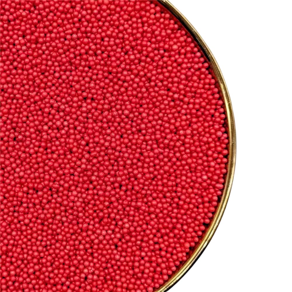 NIPEOR Red Pearl Sprinkles Edible Sugar Pearls for Cake Decorating 130g 2mm
