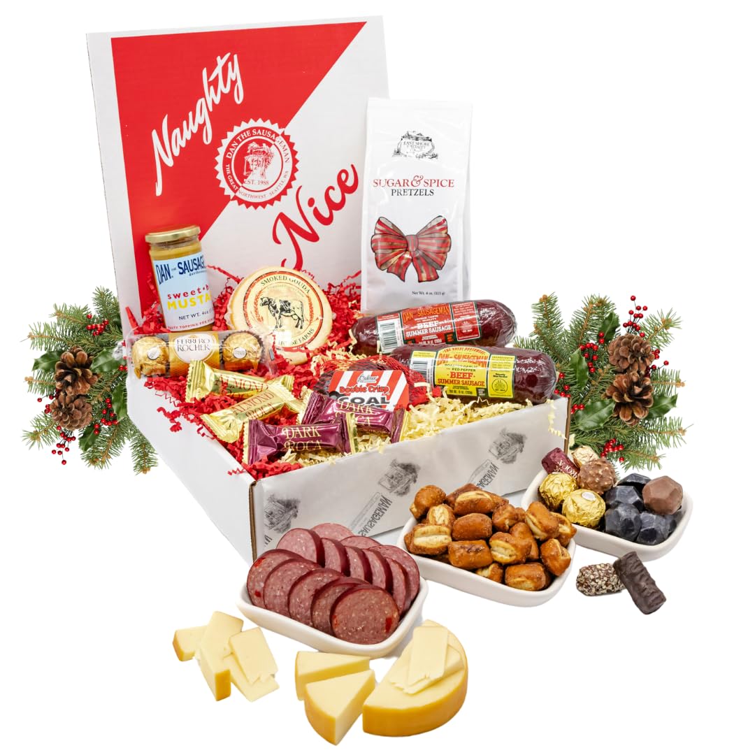 Dan The Sausageman Summer Sausage Gifts For Every Celebration Gift Boxes, Christmas Gifts Snack Box, Meat And Cheese Gift Basket For Men & Women
