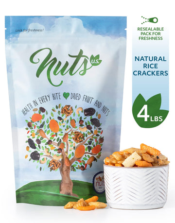 Nuts U.S. - Oriental Rice Crackers | No Artificial Colors | Crunchy | Natural | Packed In A Resealable Bag!!! (4 Lbs)