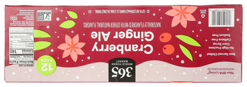 365 by Whole Foods Market Cranberry Ginger Ale 12 Pack 12 Fl Oz